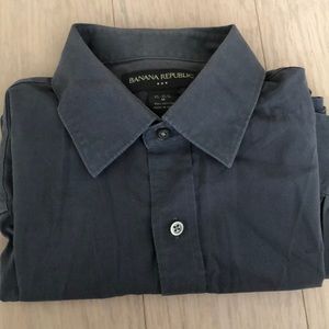 Banana Republic M 15-15.5 Blue Texture Dress Shirt